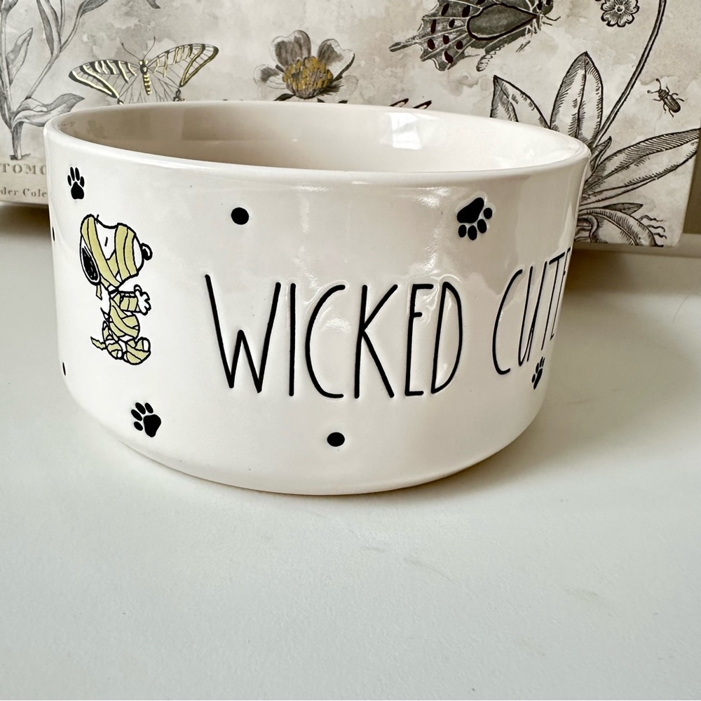 Rae Dunn Peanuts Snoopy Woodstock Mummy WICKED CUTE Halloween Pet Bowl N…